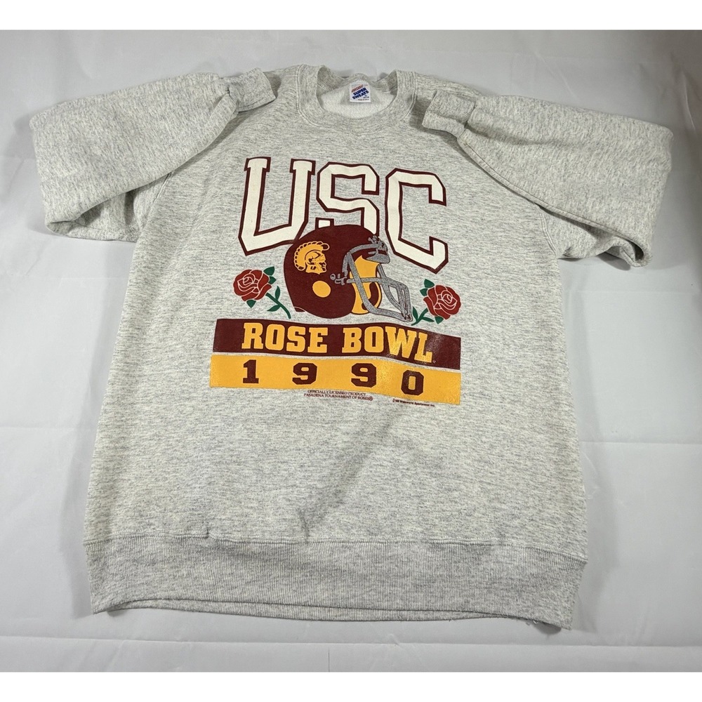 Vintage Sweater Pullover USC Trojans Rose Bowl 1990 Jerzees XL Gray NCAA